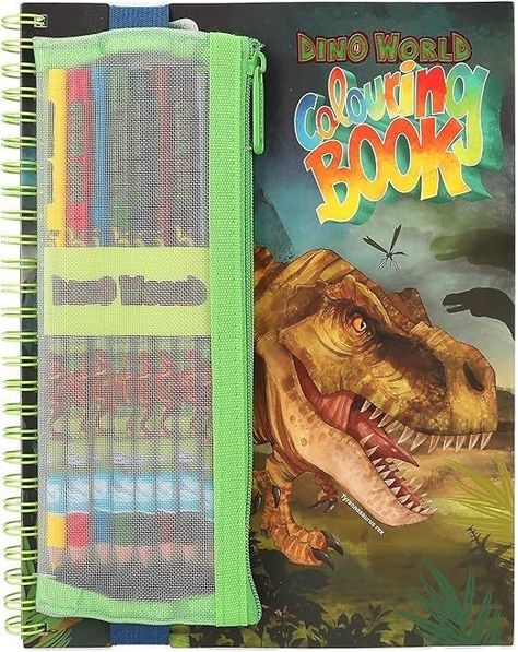 Libro de Colorear con Lápices de Colores Dino World -0