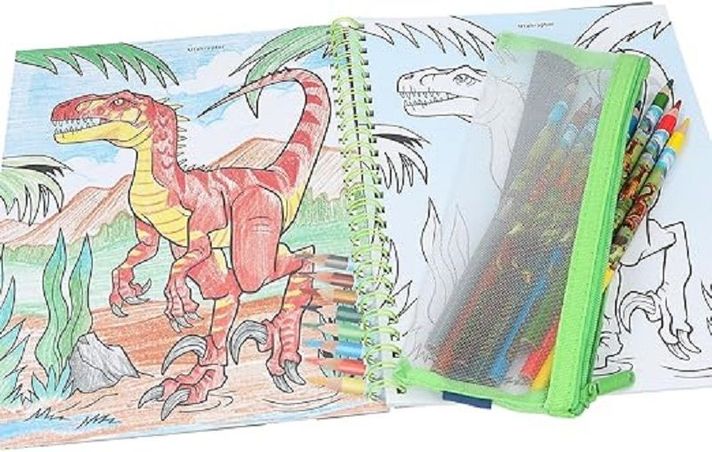 Libro de Colorear con Lápices de Colores Dino World -2