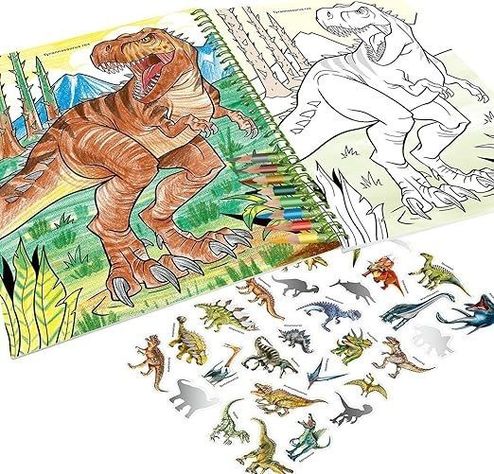 Libro de Colorear con Lápices de Colores Dino World -3