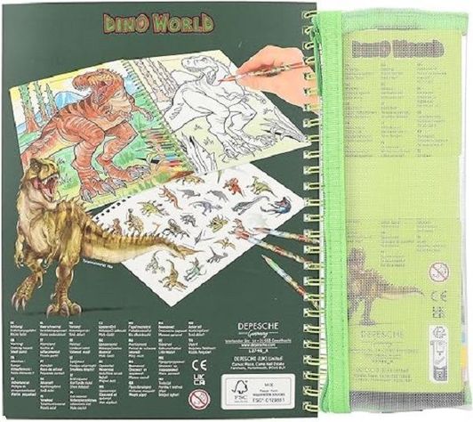 Libro de Colorear con Lápices de Colores Dino World -4