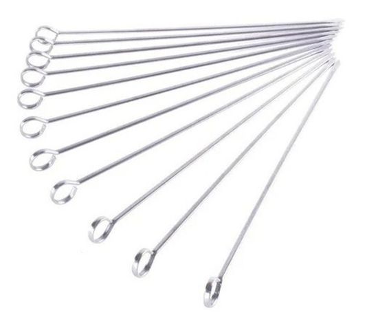 Set 10 Pinchos Brochetas Anticucho Acero Inoxidable 20cm-0