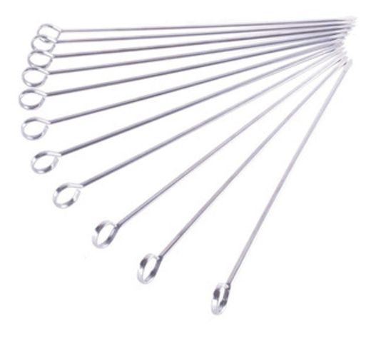 Set 10 Pinchos Brochetas Anticucho Acero Inoxidable 25cm-0