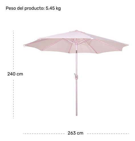 Quitasol Madera 2.7 Metros Grande Para Terraza Rosa-5