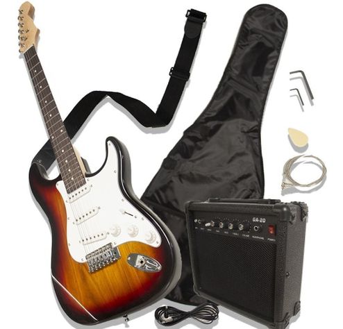 Guitarra Electrica Audiotek Con Amplificador Color Cafe-0
