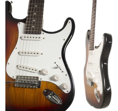Guitarra Electrica Audiotek Con Amplificador Color Cafe-1