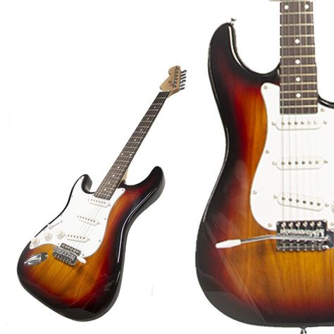 Guitarra Electrica Audiotek Con Amplificador Color Cafe-2