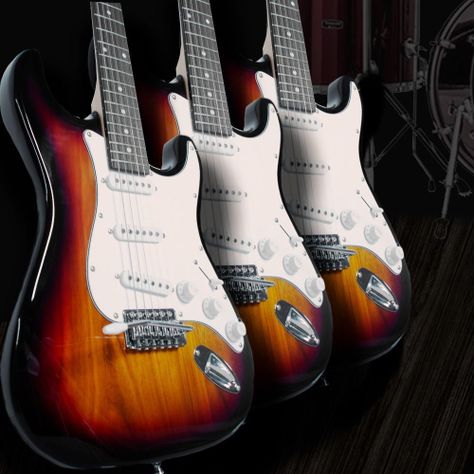 Guitarra Electrica Audiotek Con Amplificador Color Cafe-3