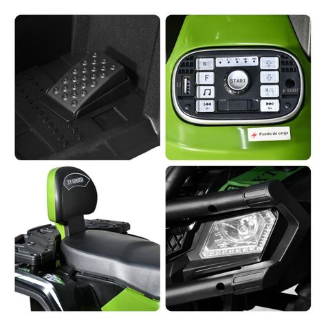 Cuatrimoto A BATERIA Usb Bluetooth Radio 2 Vel 12v Color Verde-3