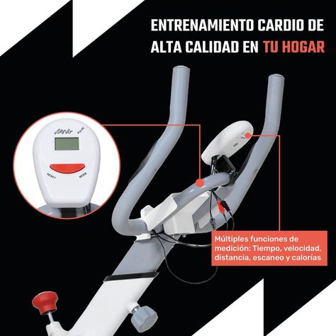 Bicicleta Fija Spinning Estatica 8kg Ejercicio Cardio Blanco-5