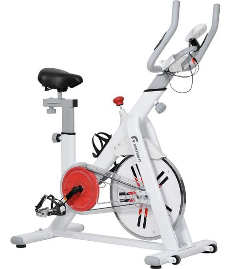 Bicicleta Fija Spinning Estatica 8kg Ejercicio Cardio Blanco-0