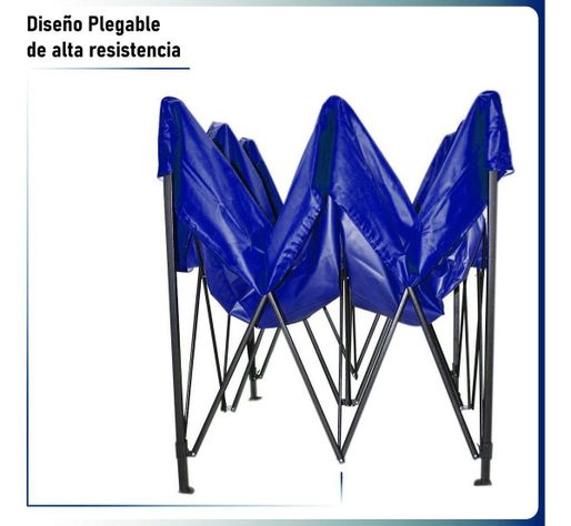 Toldo 6x3 Azul Paredes Plegable Impermeable Araña-6