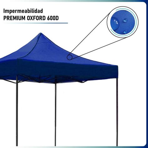 Toldo 6x3 Azul Paredes Plegable Impermeable Araña-2