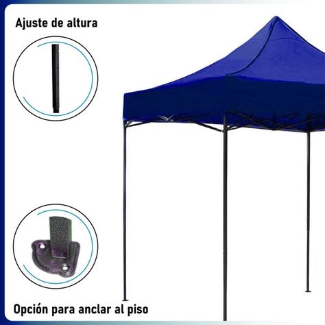 Toldo 6x3 Azul Paredes Plegable Impermeable Araña-5
