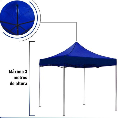 Toldo Plegable Jardimex 3x3 Carpa Impermeable Protección UV Azul-4