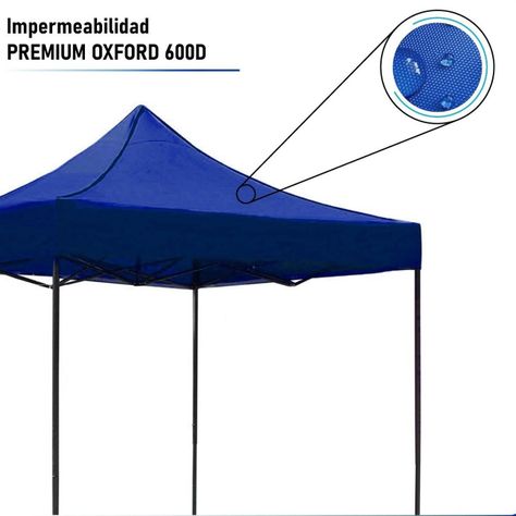 Toldo Plegable Jardimex 3x3 Carpa Impermeable Protección UV Azul-2