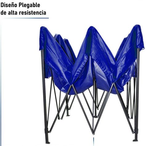 Toldo Plegable Jardimex 3x3 Carpa Impermeable Protección UV Azul-5