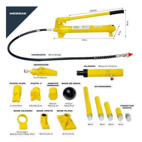 Porto Power Hidraulico Gutstark Automotriz 10ton Estuche Ruedas 16pz-3