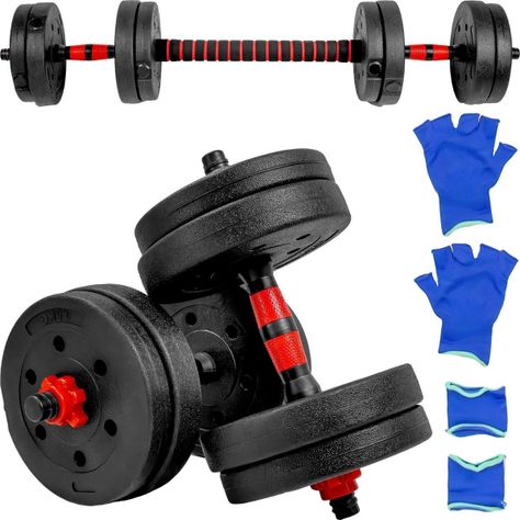 Mancuernas Ajustables 15kg 2 En 1 8 Pesas Barra Recta-0