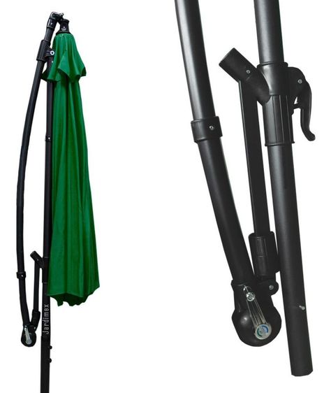Quitasol 3 mt Verde Plegable Extensible Pedestal Sombrilla Redondo -2
