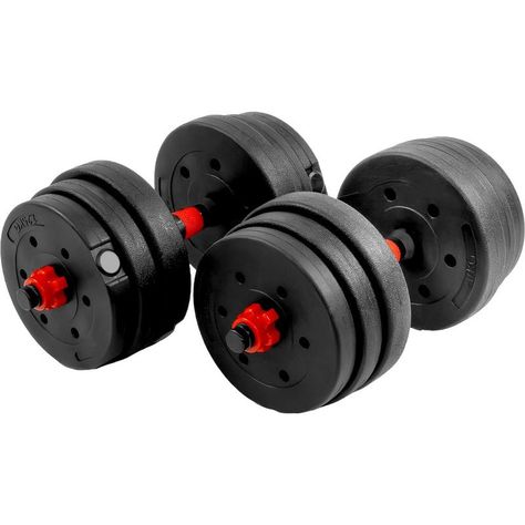 Set Mancuernas Barra Ajustables 20 Kg 3 En 1 rojo -7