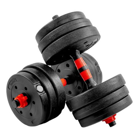 Set Mancuernas Barra Ajustables 20 Kg 3 En 1 rojo -8