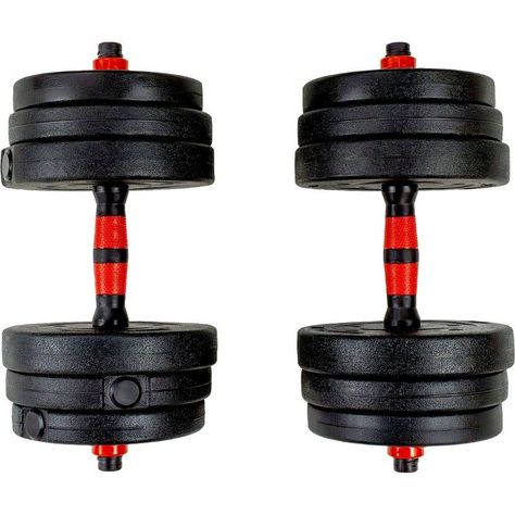 Set Mancuernas Barra Ajustables 20 Kg 3 En 1 rojo -9