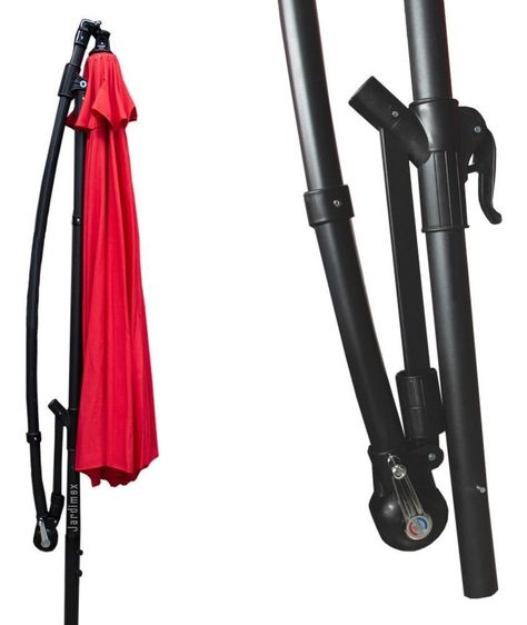 Quitasol 3 mt Rojo Plegable Extensible Pedestal Redondo-2