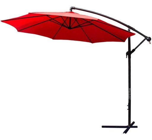 Quitasol 3 mt Rojo Plegable Extensible Pedestal Redondo-0