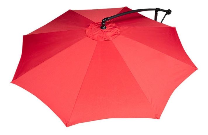 Quitasol 3 mt Rojo Plegable Extensible Pedestal Redondo-1