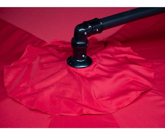 Quitasol 3 mt Rojo Plegable Extensible Pedestal Redondo-5