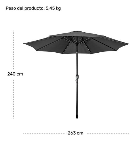 Quitasol Madera 2.7 Metros Grande Para Terraza color Negro-5