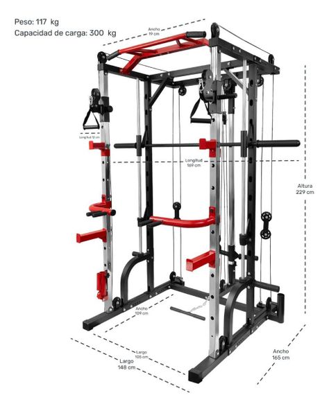 Jaula Smith Gimnasio Multifuncional Power Rack Poleas -3