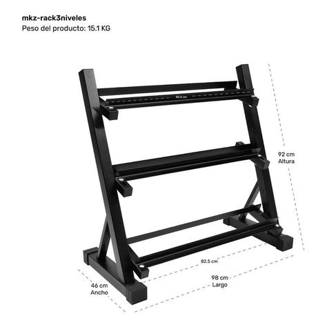 Rack Mancuernas Centurfit 3 Niveles Gym Barras Soporte 450kg-2