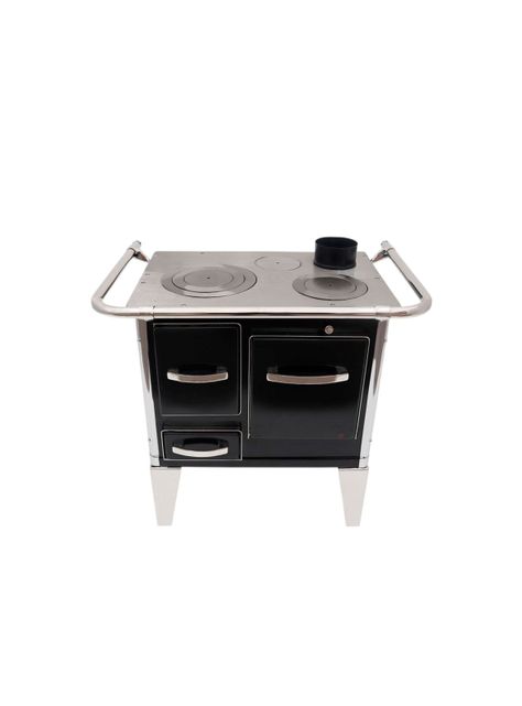 Cocina a Leña 3P modelo tradicional 65×46 Color Negro + Kit de instalación-3