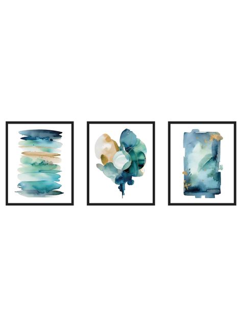 Set 3 cuadros 40x50: Tríptico Azul Sereno-0