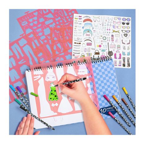 Libreta Cuaderno Portafolio Fashion Angels Con Marcadores-3