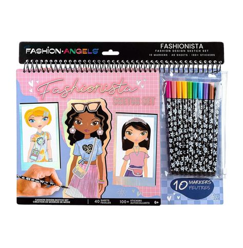Libreta Cuaderno Portafolio Fashion Angels Con Marcadores-4