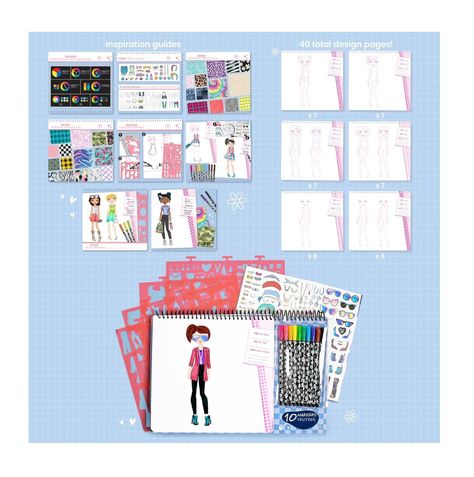 Libreta Cuaderno Portafolio Fashion Angels Con Marcadores-6