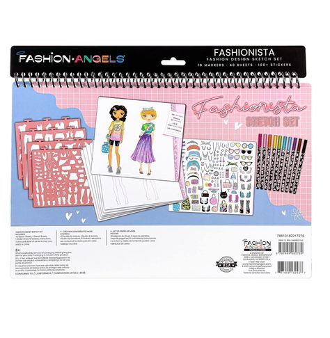 Libreta Cuaderno Portafolio Fashion Angels Con Marcadores-7
