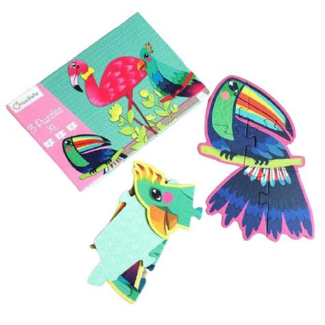 3 puzzles XL, Pájaros tropicales-2