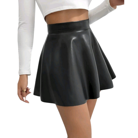 Falda Corta De Cuerina Ideal Otoño Invierno F009-1