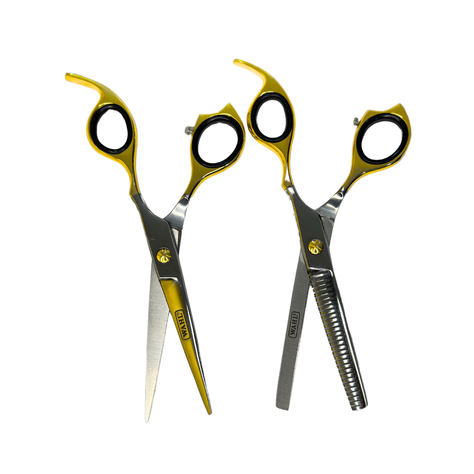 Set Tijeras Wahl Profesionales 6 Filo Navaja Y Esculpidora SILVER/GOLD-1