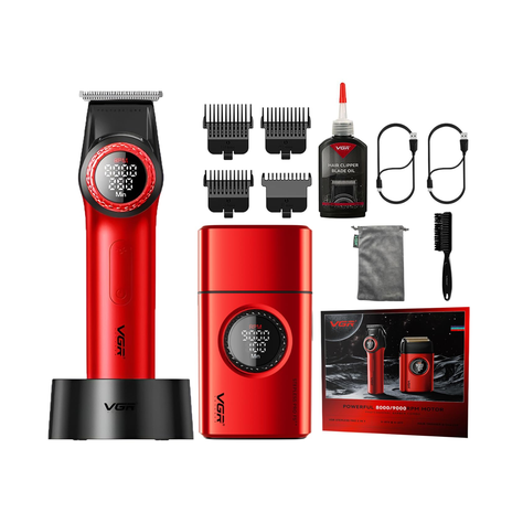 Combo VGR Profesional de Barbería Trimmer V-977 + Afeitadora Eléctrica V-377-1