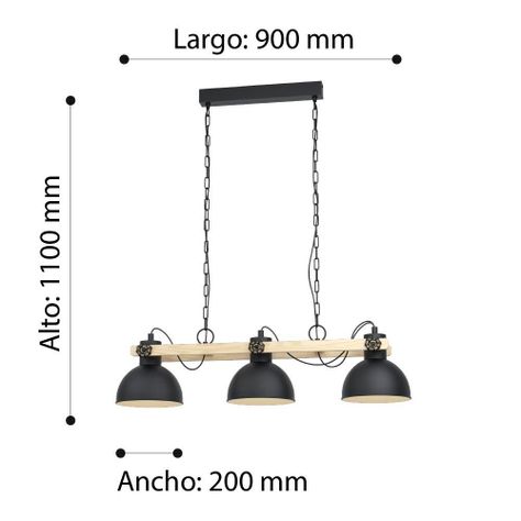 LAMPARA COLGANTE ACERO CAFÉ OSCURO LUBENHAM 3X28W COD.79896-2