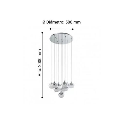 Lámpara Colgante Mioglia Acero Plateado 10X3 15W led includia Cod.39527-2