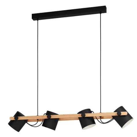LAMPARA COLGANTE HORNWOOD ACERO NEGRO E27 4X28W COD.43424-0