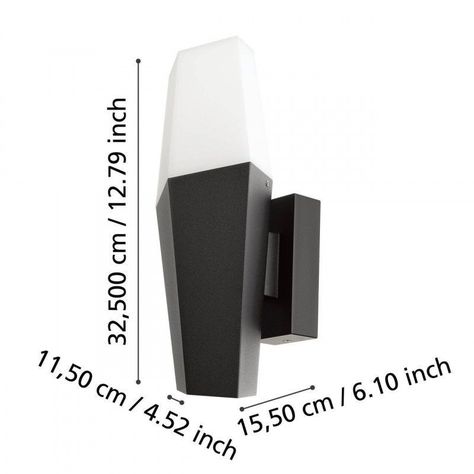 Lámpara Aplique Farindola Acero Negro 1x25w IP44 Cod.900682-2