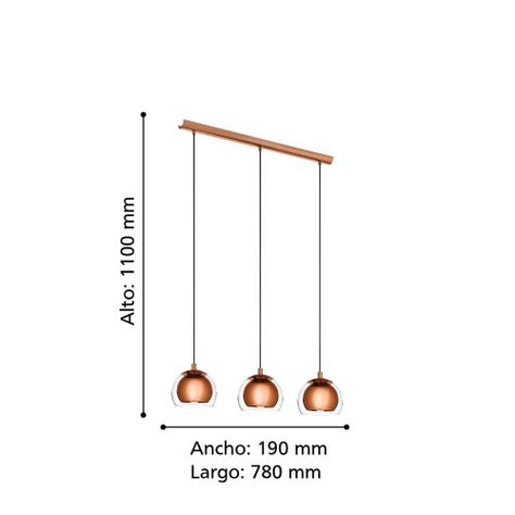 Lámpara Colgante Rocamar Cobre 3X60W E27 Cod94591-2