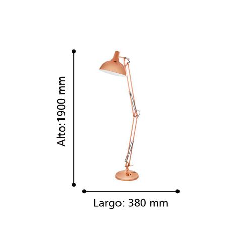 LAMPARA DE PIE BORGILLIO ACERO COBRE 1X60W E27 COD.94705-2
