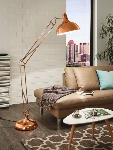 LAMPARA DE PIE BORGILLIO ACERO COBRE 1X60W E27 COD.94705-3